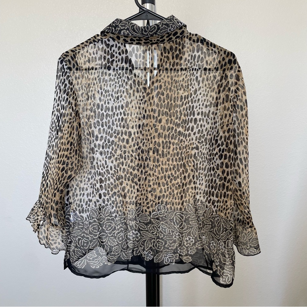 Nicola Sheer Leopard Print Long Sleeve Blouse Medium - Picture 2 of 6
